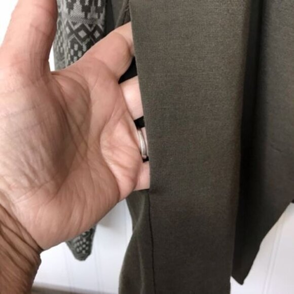 Violet b Cardigan Women’s M Open Front Swing Olive Green‎ Asymmetrical Fair Isle - Picture 4 of 8